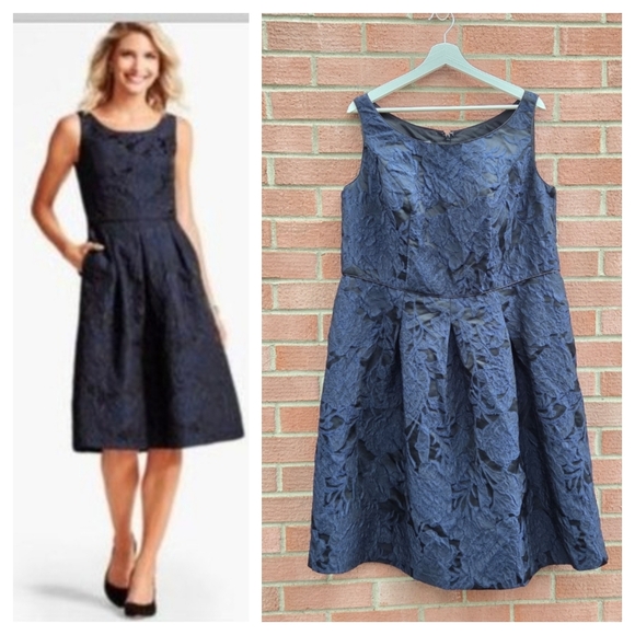 Talbots Dresses & Skirts - Talbots Loire Jacquard Dress Navy Size 12W